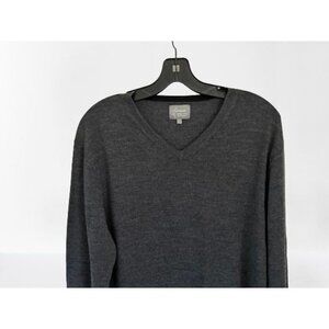 LINEA The Prestwick Merino Wool Sweater V-Neck Pullover Gray Size Large